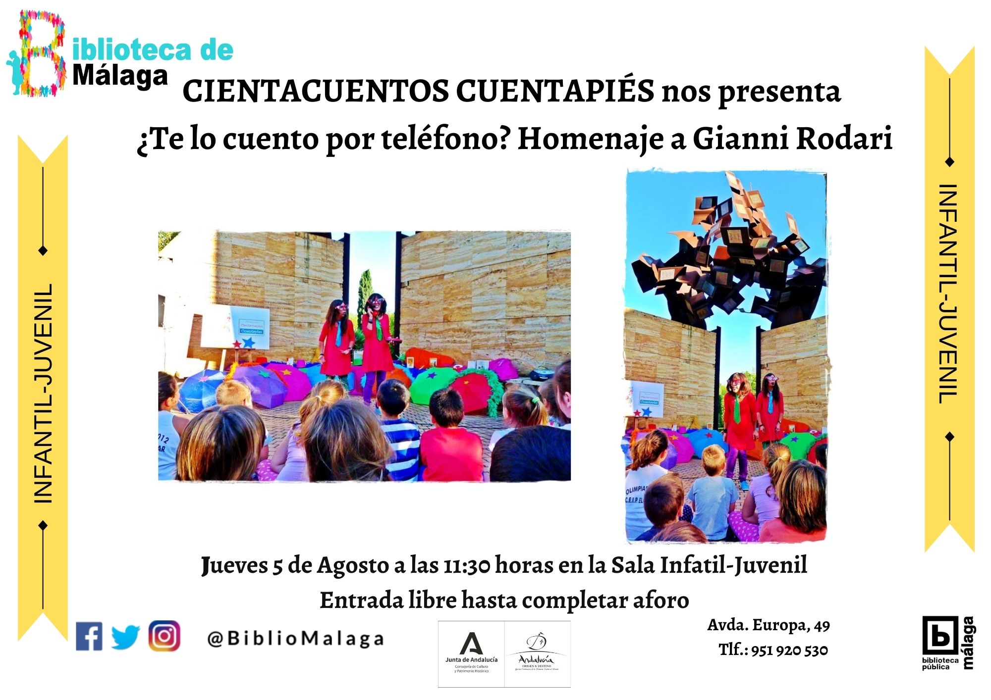 Cuentacuentos "¿Te lo cuentos por teléfono?" Homenaje a Gianni Rodari con Cientacuentos Cuentapiés